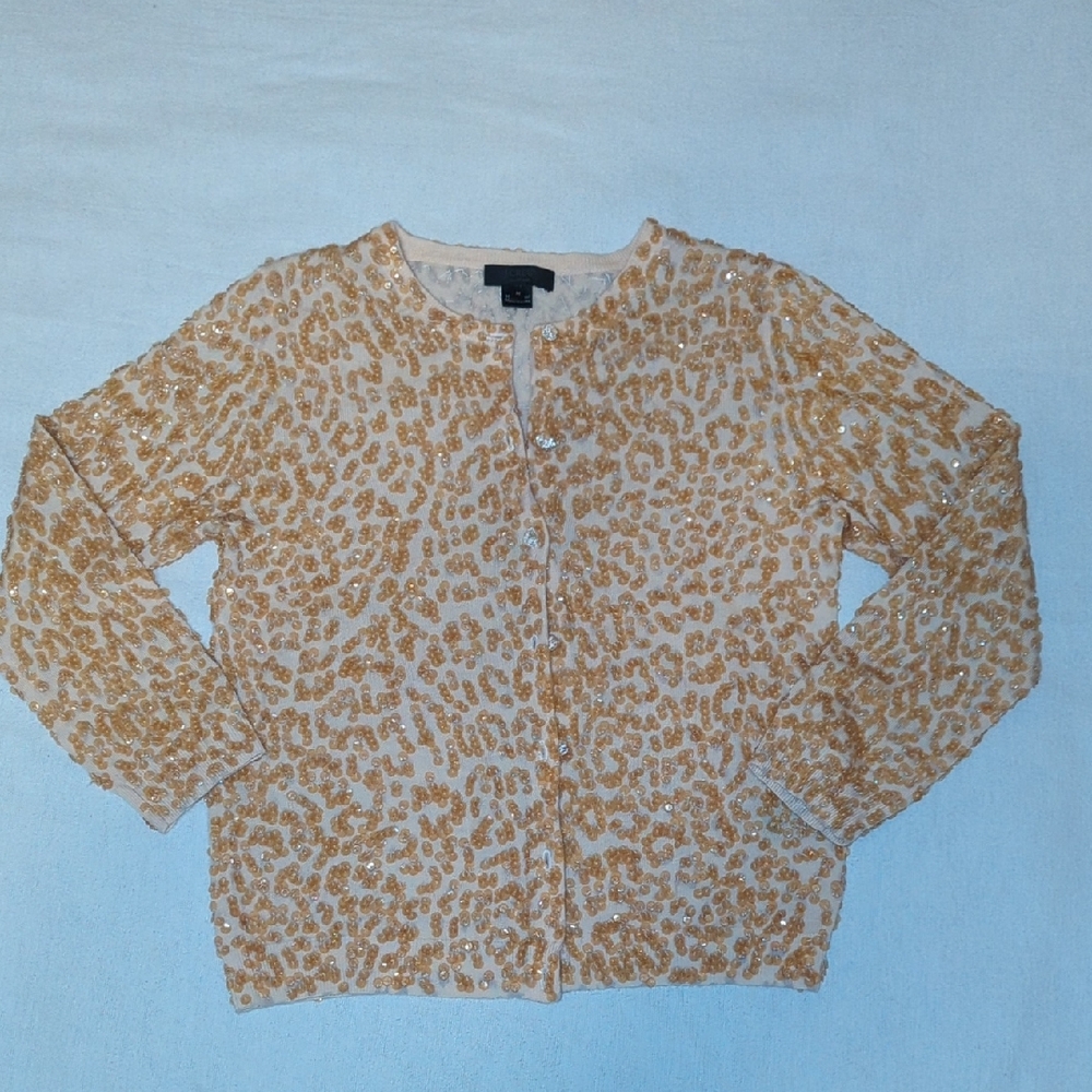 J. Crew Gold Sequin Cardigan Sweater